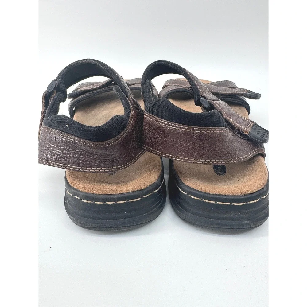 Dr Scholls Leather Sandals Mens 12 Brown Comfort Walking Strappy Shoes